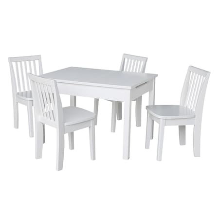 International Concepts Rectangle Table with 4 Mission Juvenile Chairs, 24 in W, 33.1 in L, 22.2 in H, Wood, White K08-JT2532L-263-4